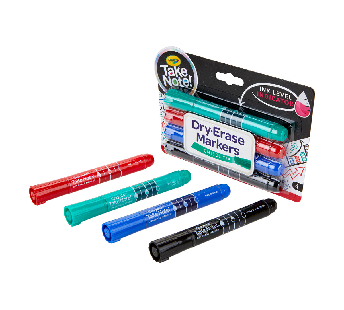 Take Note Colored Dry Erase Markers  4 Count