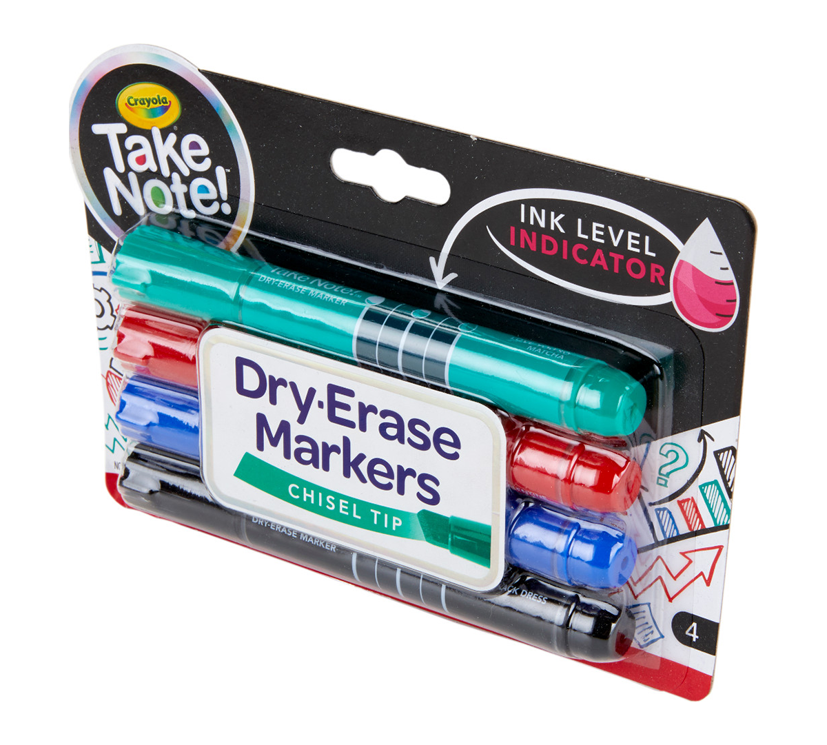Take Note Colored Dry Erase Markers  4 Count Right Angle