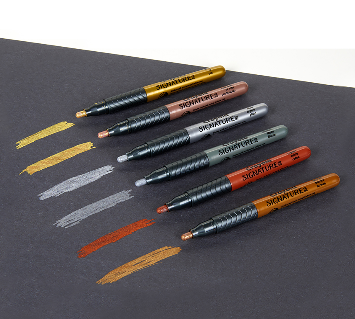 Signature Metallic Permanent Markers  6 Count Markers on Black
