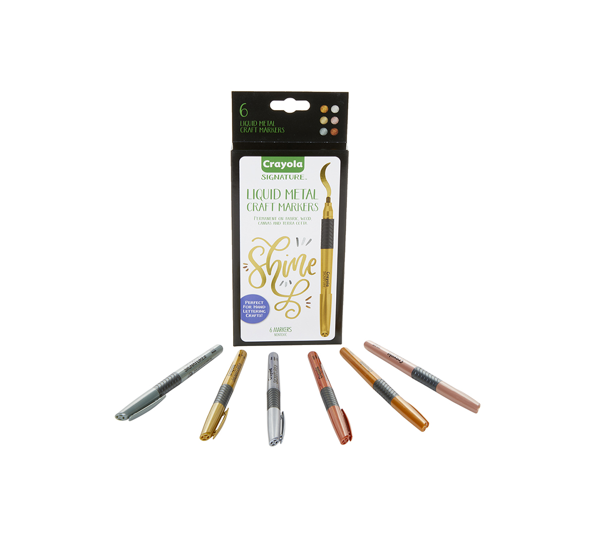 Signature Metallic Permanent Markers  6 Count Front View with Markers