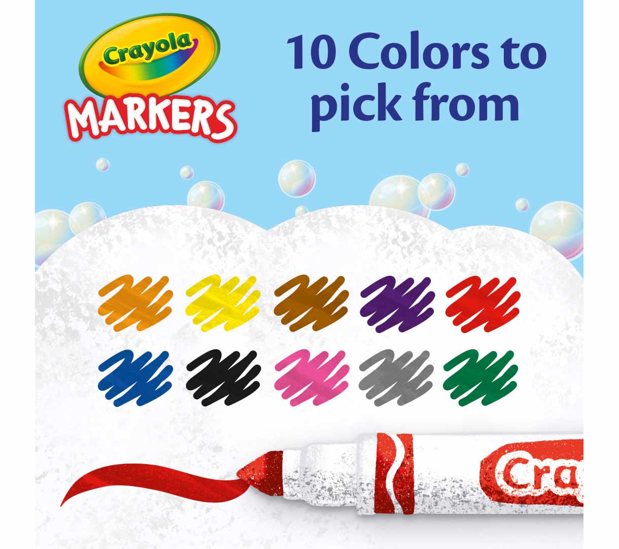 Broad line markers classic colors, 10 count box. 10 colors to pick from.