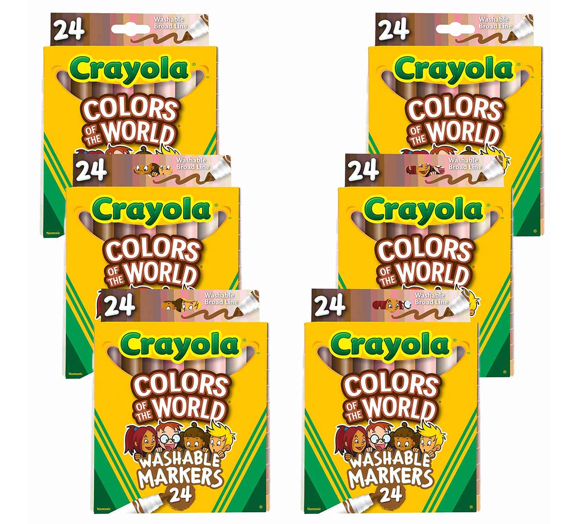 Colors of the World Bulk Marker Set  6 Boxes of 24 Markers front view