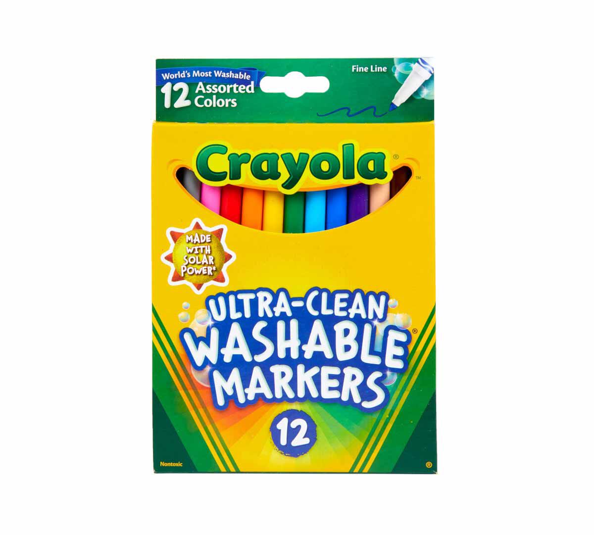 Ultra-Clean Washable Markers, fine line, classic colors, 12 count. front view.