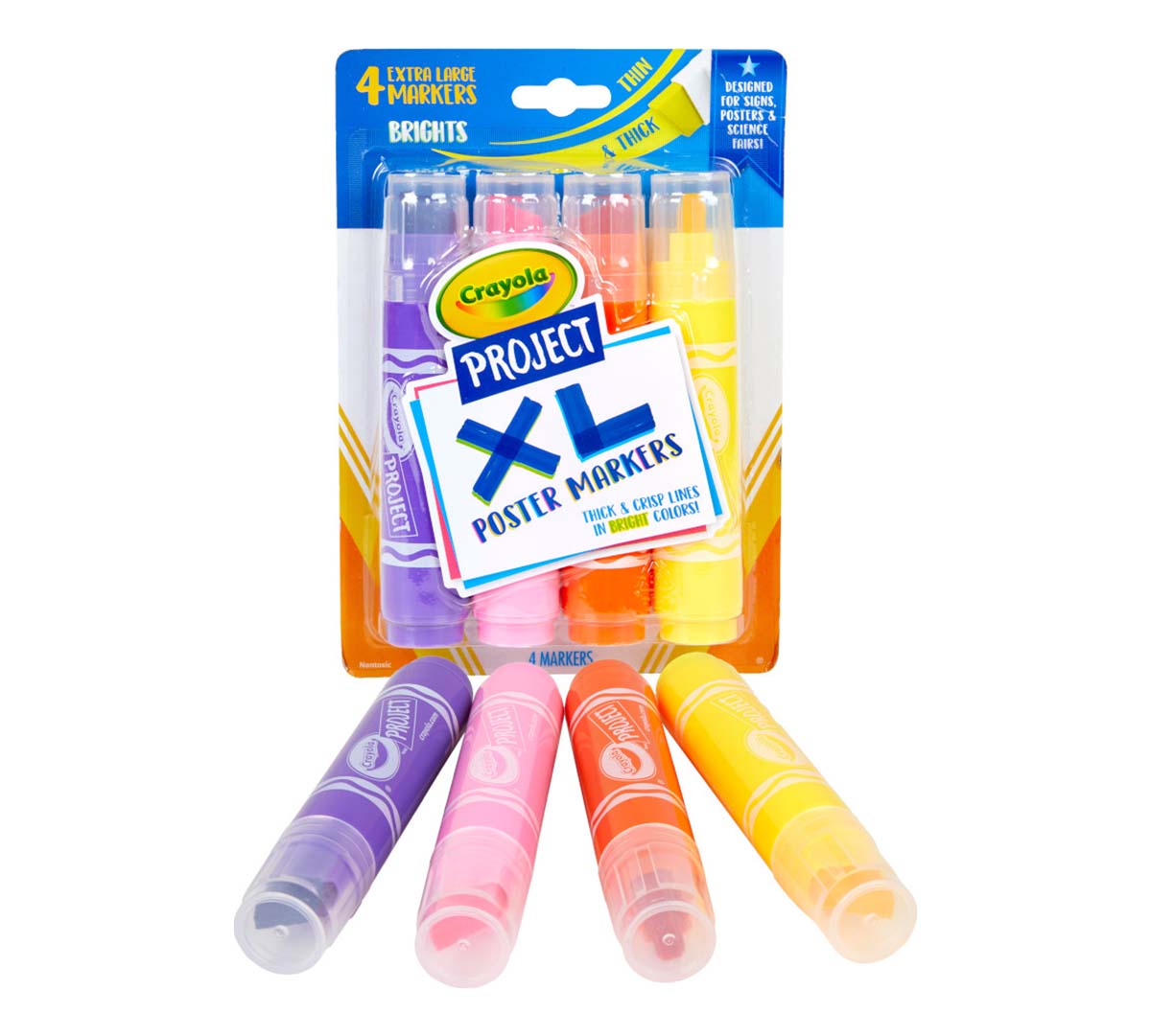 Project XL Poster Markers Bright Colors  4 count packaging and contents