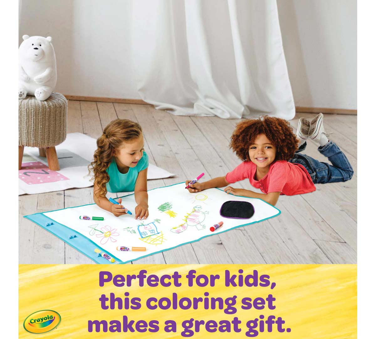 Color and Erase Reusable Mat. Perfect for kids  this coloring set makes a great gift.