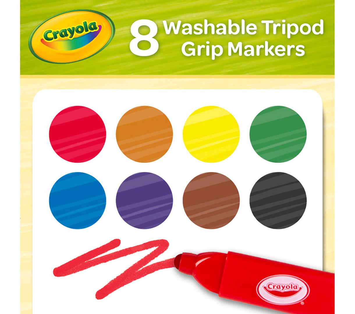 Washable Triangular Markers  8 Count. 8 washable tripod grip markers.