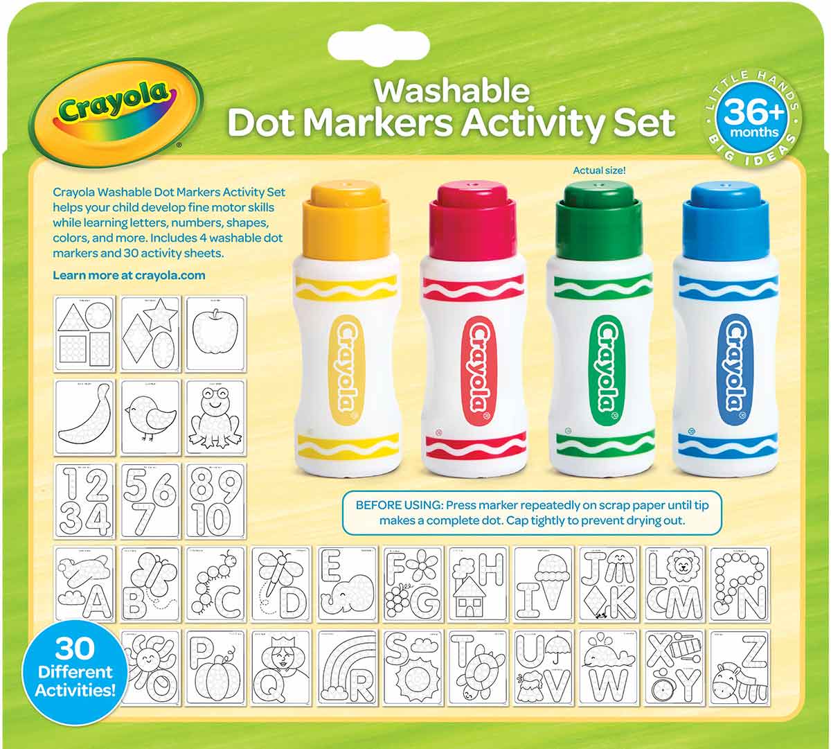 Dot Markers Activity Set back view
