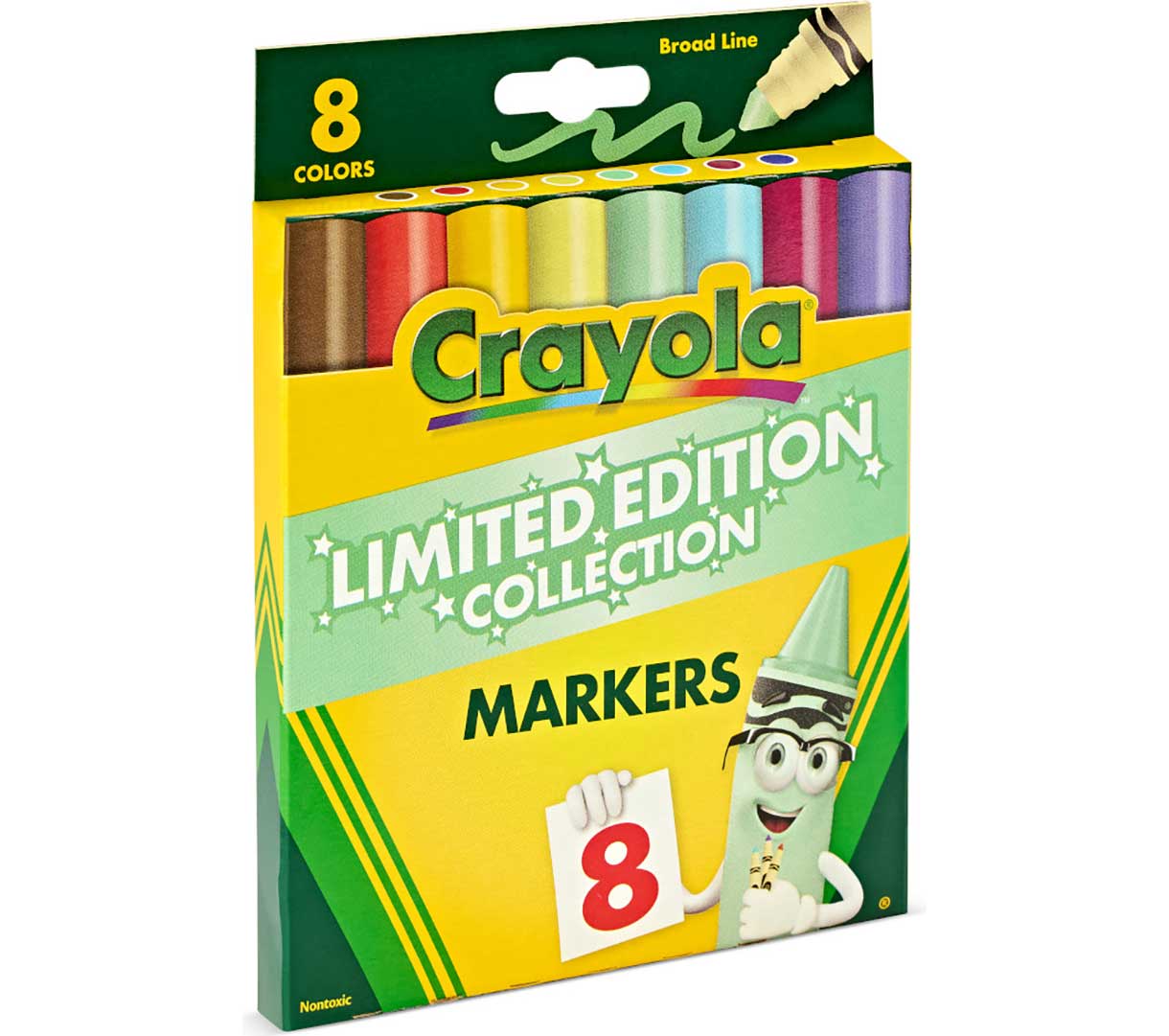 Limited Edition Retired Markers, 8 Count, left side view.