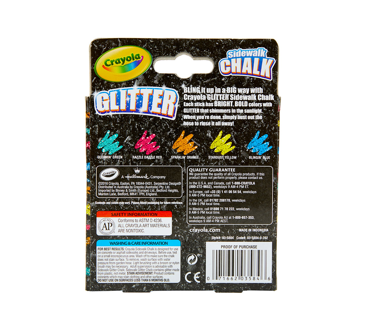 Special Effects Sidewalk Chalk - Glitter back view