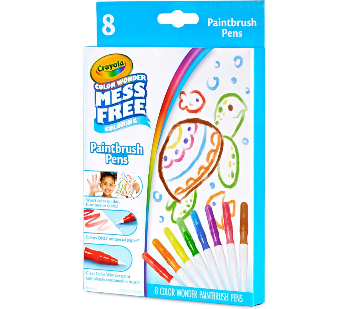 Color Wonder Mess Free Paintbrush Pens  8 count. Right side view.