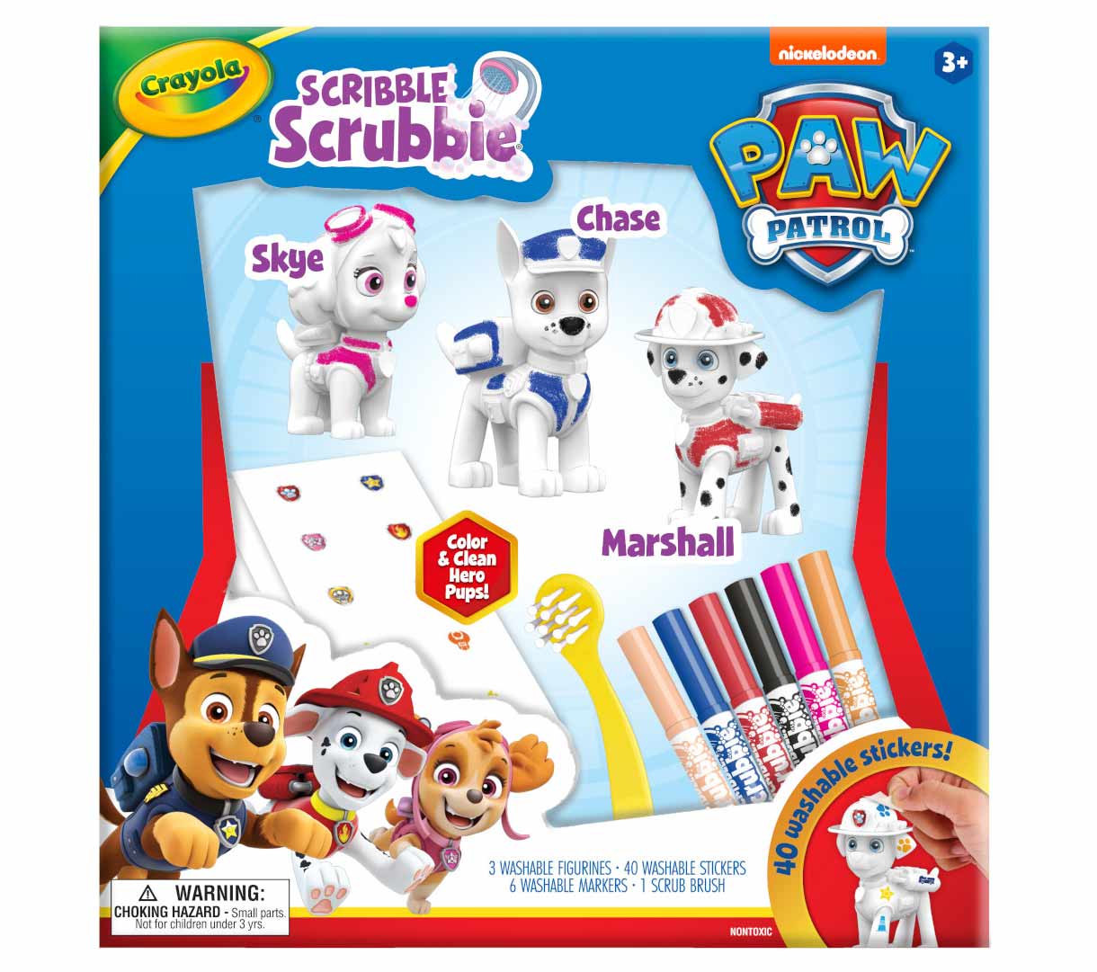 Scribble Scrubbie Paw Patrol Deluxe Set  3 count front view.