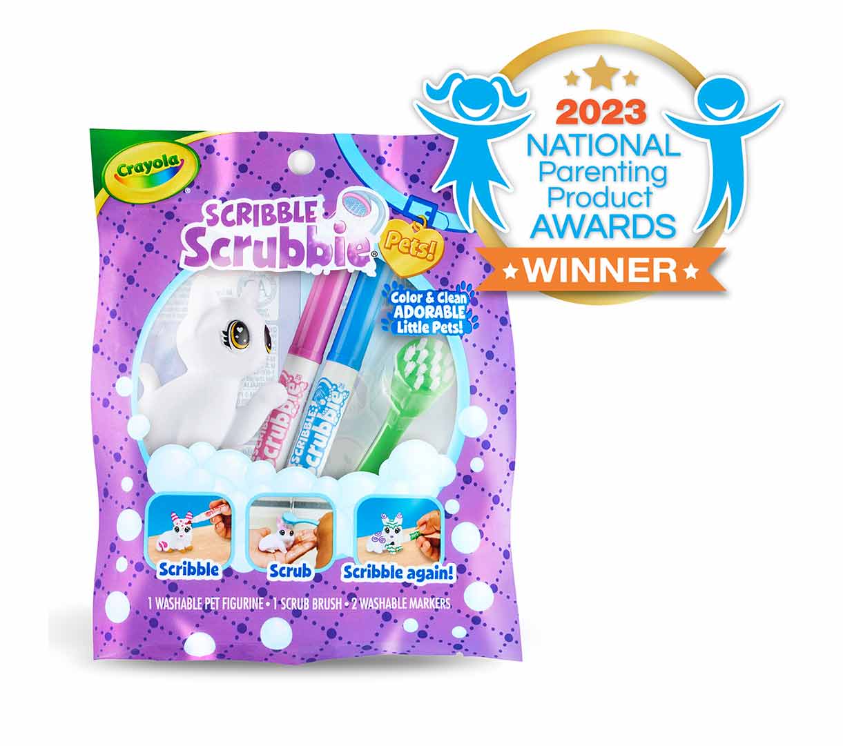 1 count Scribble Scrubbie packaging with award winner seal