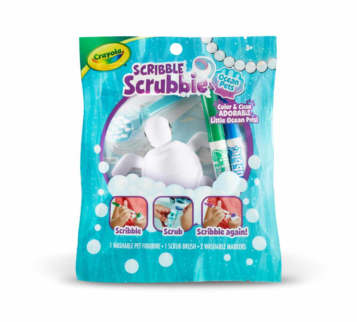 Scribble Scrubbie Ocean Animal  1 count Toby front view.