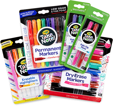 Take Note Permanent Markers, Highlighter Pens, and Dry-Erase Markers